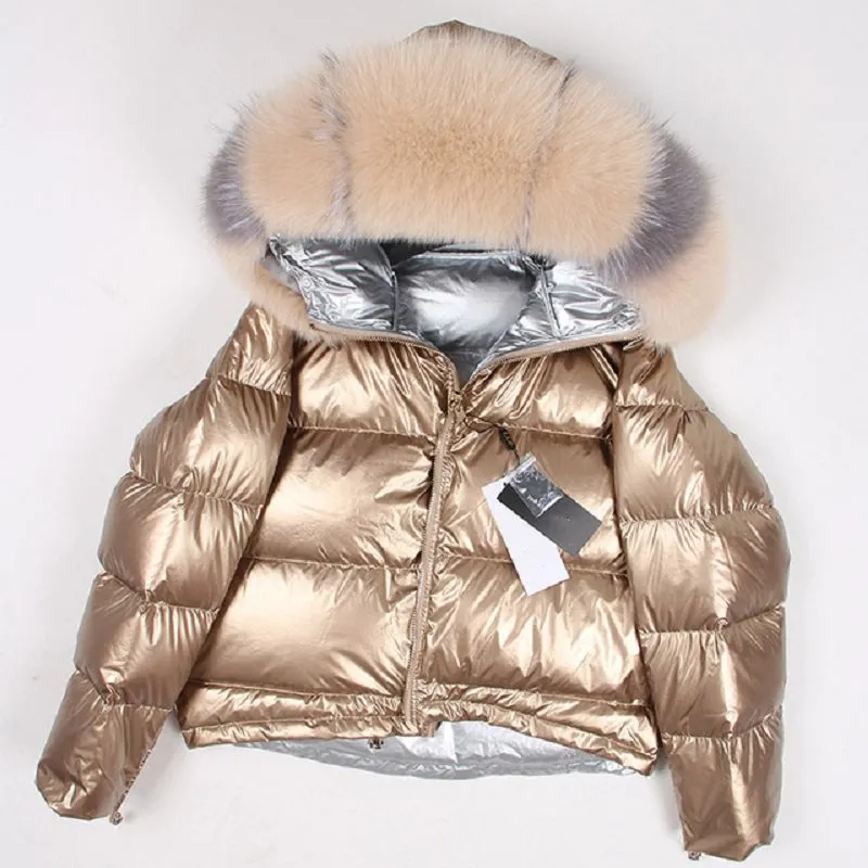 Women's Winter Casual Thick Warm Short Parka With Raccoon Fur