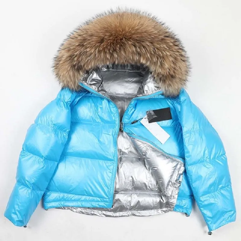 Women's Winter Casual Thick Warm Short Parka With Raccoon Fur