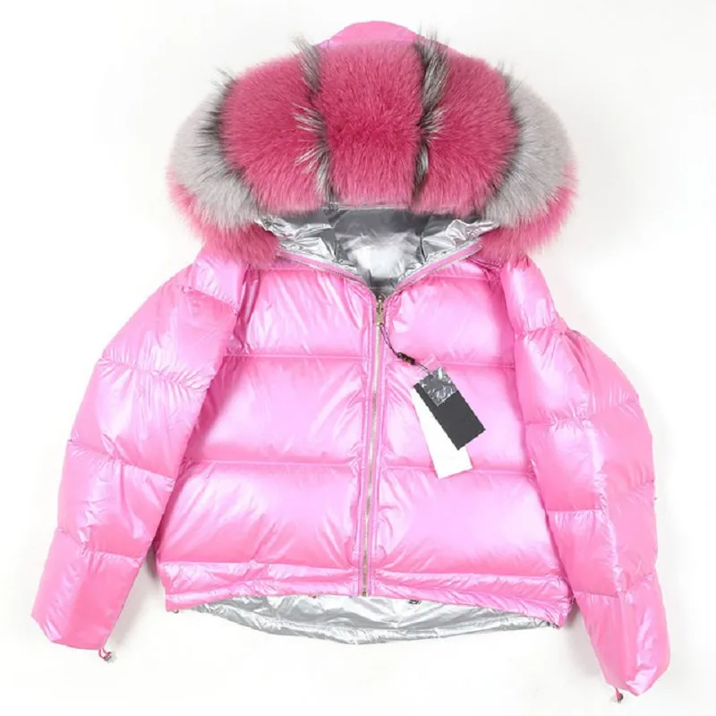 Women's Winter Casual Thick Warm Short Parka With Raccoon Fur